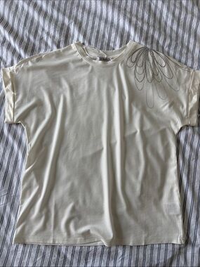 Lounge cotton/silk blend set in cream top and pants. Open to offers.